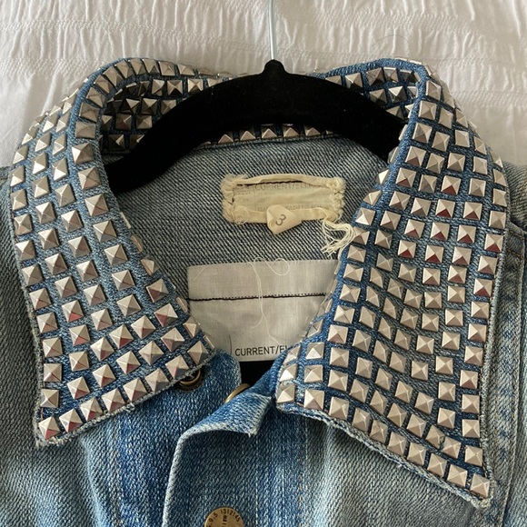 Current/ Eliott silver stud collar denim vest L - Picture 2 of 7